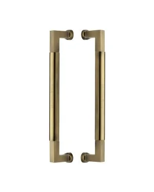 Heritage Brass Door Pull Handle Bauhaus Design 330mm Antique Brass Finish