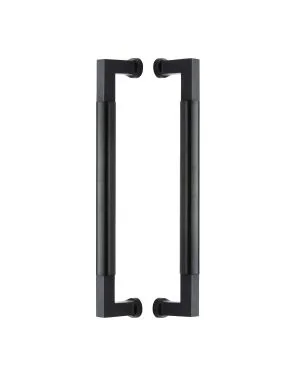 Heritage Brass Door Pull Handle Bauhaus Design 330mm Matt Black Finish