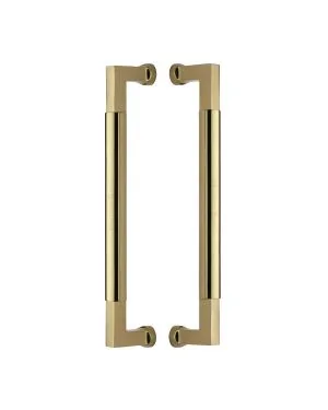 Heritage Brass Door Pull Handle Bauhaus Design 330mm Polished Brass Finish