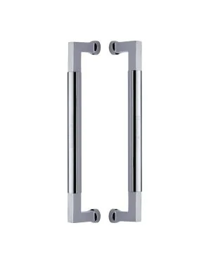 Heritage Brass Door Pull Handle Bauhaus Design 330mm Polished Chrome Finish