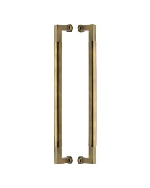 Heritage Brass Door Pull Handle Bauhaus Design 483mm Antique Brass Finish