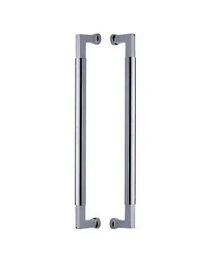 Heritage Brass Door Pull Handle Bauhaus Design 483mm Polished Chrome Finish
