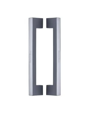 Heritage Brass Back to Back Door Pull Handle Metro Design 305mm Polished Chrome Finish
