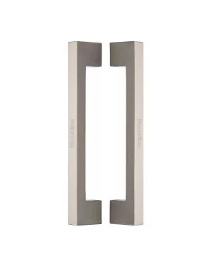 Heritage Brass Back to Back Door Pull Handle Metro Design 305mm Satin Nickel Finish