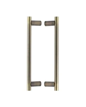 Heritage Brass Back to Back Door Pull Handle Round Bar Design 336mm Antique Brass Finish