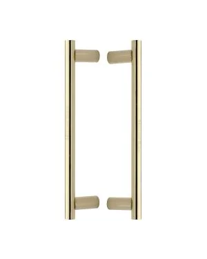 Heritage Brass Back to Back Door Pull Handle Round Bar Design 336mm&nbsp;Polished Brass Finish