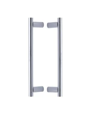 Heritage Brass Back to Back Door Pull Handle Round Bar Design 336mm&nbsp;Polished Chrome Finish