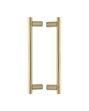 Heritage Brass Back to Back Door Pull Handle Round Bar Design 336mm&nbsp;Satin Brass Finish