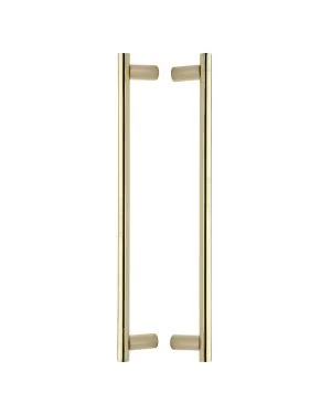 Heritage Brass Back to Back Door Pull Handle Round Bar Design 489mm&nbsp;Polished Brass Finish