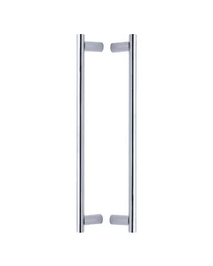 Heritage Brass Back to Back Door Pull Handle Round Bar Design 489mm Polished Chrome Finish