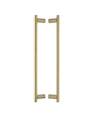 Heritage Brass Back to Back Door Pull Handle Round Bar Design 489mmm Satin Brass Finish