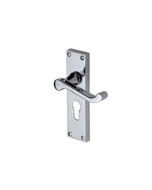 Heritage Brass Door Handle for Euro Profile Plate Builders' Range Polished Chrome finish