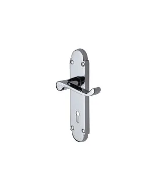 Heritage Brass Door Handle Lever Lock Builders' Range Polished Chrome finish
