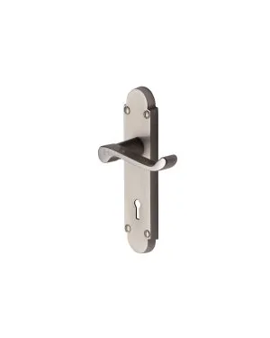 Heritage Brass Door Handle Lever Lock Builders' Range Satin Nickel finish