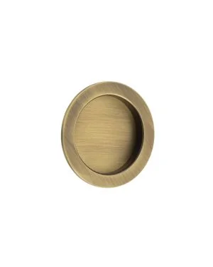 Burlington Sliding Door Round Flush Pull - Antique Brass