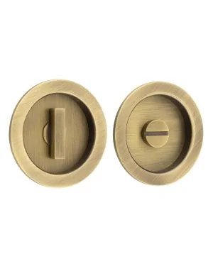 Burlington Sliding Door Round Bathroom Turn - Antique Brass