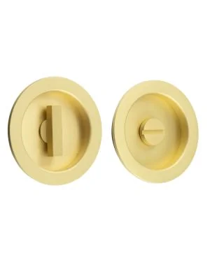 Burlington Sliding Door Round Bathroom Turn - Satin Brass