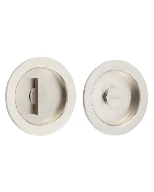 Burlington Sliding Door Round Bathroom Turn - Satin Nickel
