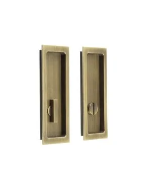 Burlington Sliding Door Rectangular Bathroom Turn - Antique Brass