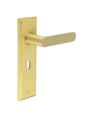 Kensington Lever On Backplate - Satin Brass