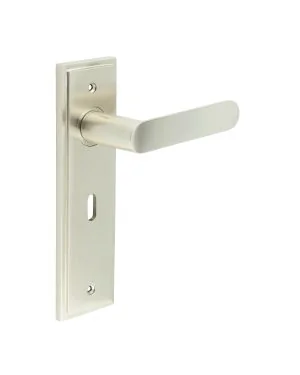 Kensington Lever On Backplate - Satin Nickel