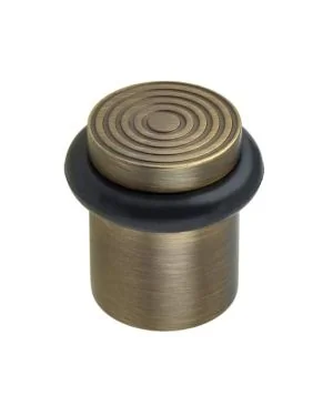 Burlington Floor Mounted Reeded Door Stop - Antique Brass