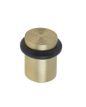 Burlington Floor Mounted Reeded Door Stop - Satin Brass