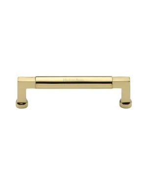 Heritage Brass Cabinet Pull Bauhaus Design 128mm CTC Polished Brass Finish