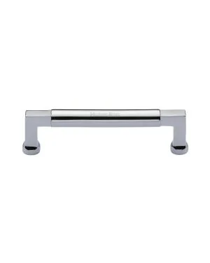 Heritage Brass Cabinet Pull Bauhaus Design 128mm CTC Polished Chrome Finish