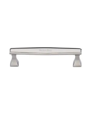 Heritage Brass Cabinet Pull Deco Design 128mm CTC Polished Nickel Finish