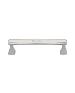 Heritage Brass Cabinet Pull Deco Design 128mm CTC Satin Nickel Finish