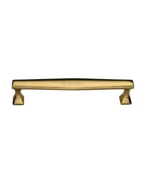 Heritage Brass Cabinet Pull Deco Design 160mm CTC Polished Brass Finish