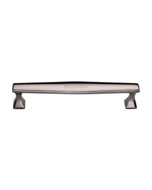 Heritage Brass Cabinet Pull Deco Design 160mm CTC Polished Nickel Finish