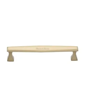 Heritage Brass Cabinet Pull Deco Design 160mm CTC Satin Brass Finish