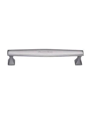 Heritage Brass Cabinet Pull Deco Design 160mm CTC Satin Chrome Finish