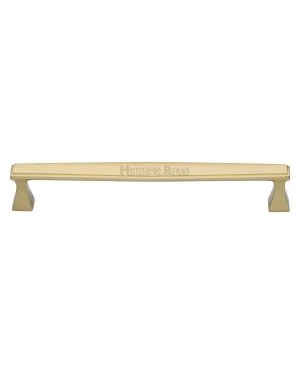 Heritage Brass Cabinet Pull Deco Design 203mm CTC Satin Brass Finish