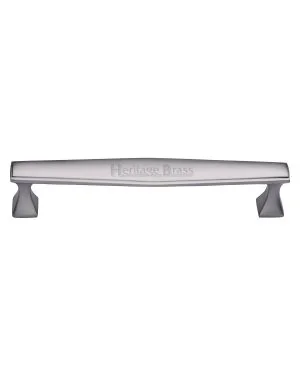 Heritage Brass Cabinet Pull Deco Design 203mm CTC Satin Chrome Finish