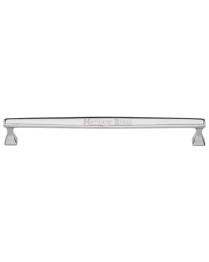 Heritage Brass Cabinet Pull Deco Design 254mm CTC Polished Nickel Finish