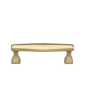 Heritage Brass Cabinet Pull Deco Design 96mm CTC Polished Brass Finish