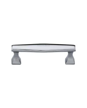 Heritage Brass Cabinet Pull Deco Design 96mm CTC Polished Chrome Finish