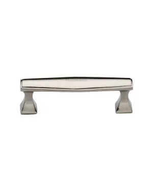 Heritage Brass Cabinet Pull Deco Design 96mm CTC Polished Nickel Finish