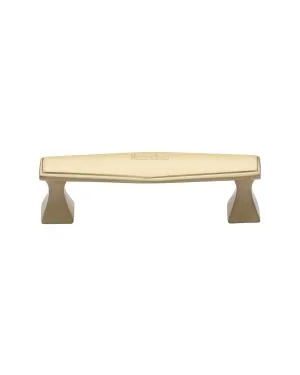 Heritage Brass Cabinet Pull Deco Design 96mm CTC Satin Brass Finish