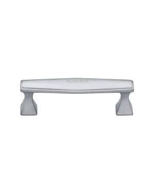 Heritage Brass Cabinet Pull Deco Design 96mm CTC Satin Chrome Finish