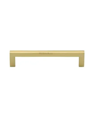 Heritage Brass Cabinet Pull Square Metro Design 128mm CTC Polished Brass Finish