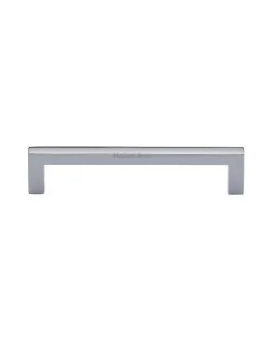 Heritage Brass Cabinet Pull Square Metro Design 128mm CTC Polished Chrome Finish