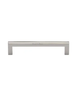 Heritage Brass Cabinet Pull&nbsp;Square Metro Design 128mm CTC Polished Nickel Finish