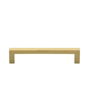 Heritage Brass Cabinet Pull Square Metro Design 128mm CTC Satin Brass Finish