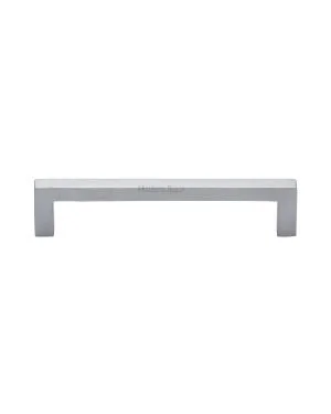 Heritage Brass Cabinet Pull Square Metro Design 128mm CTC Satin Chrome Finish