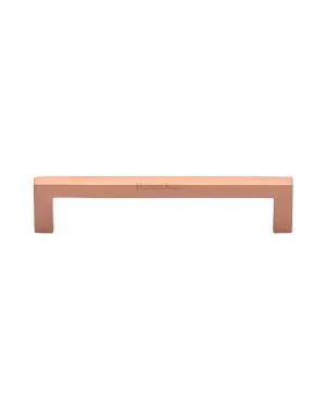 Heritage Brass Cabinet Pull Square Metro Design 128mm CTC Satin Rose Gold Finish