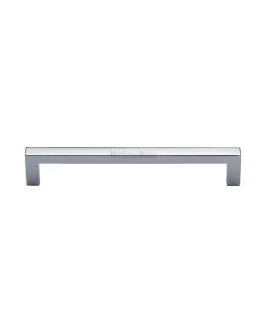 Heritage Brass Cabinet Pull Square Metro Design 160mm CTC Polished Chrome Finish